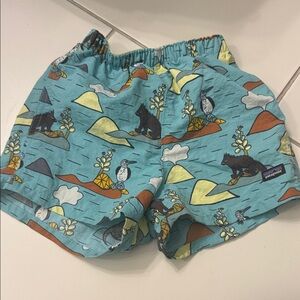 Patagonia Kids' Teal Adventure Print Shorts NEW